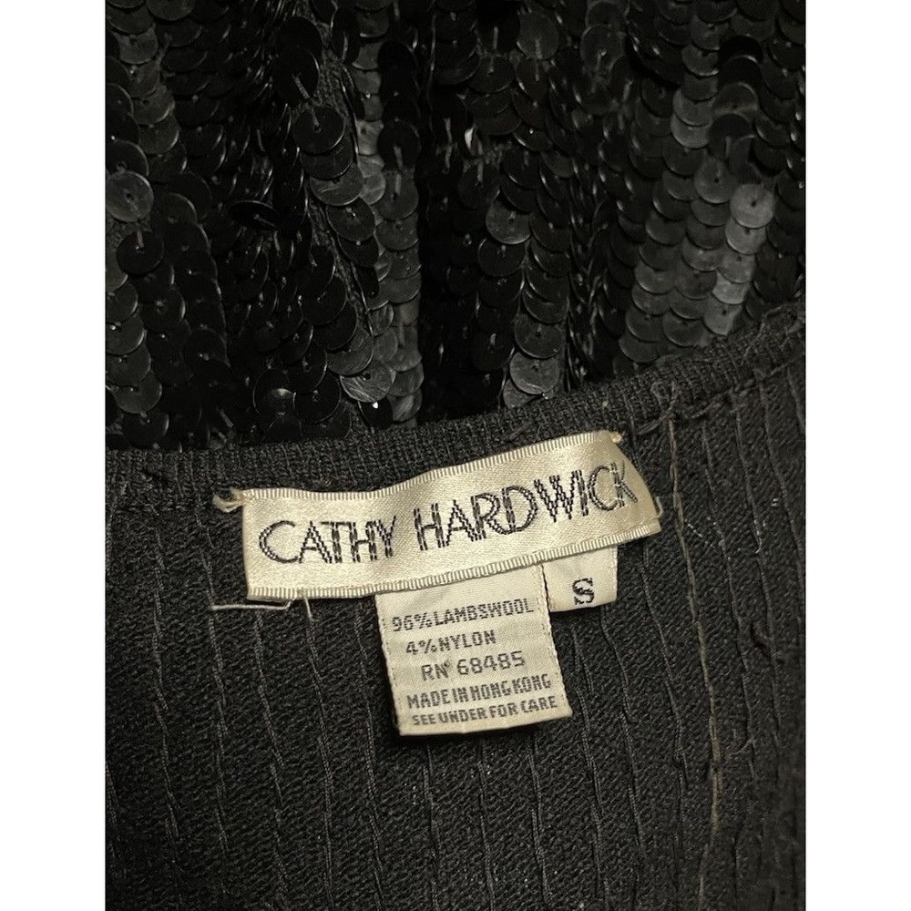 Cathy Hardwick Small Black Sequin Halter Top Lambswool Beads Vintage Hong Kong - Picture 7 of 8